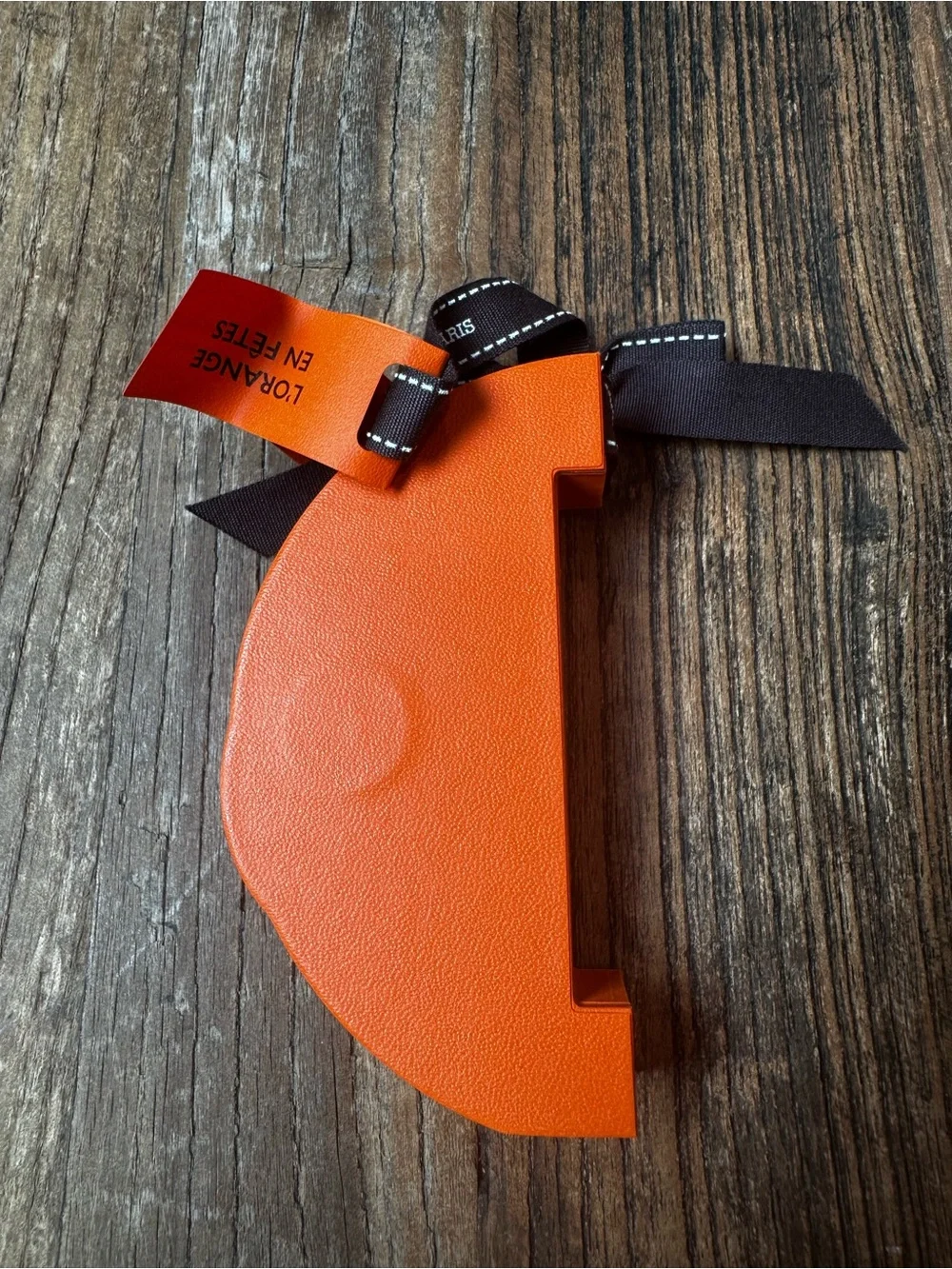 Hermes Orange Paper Ornament with Branded Ribbon